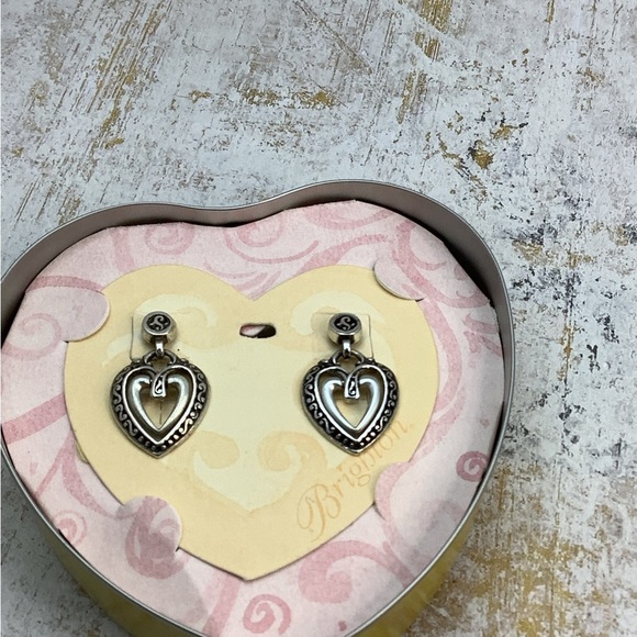 Brighton Silver Hearts post Earrings in a Brighton Tin - Picture 3 of 6
